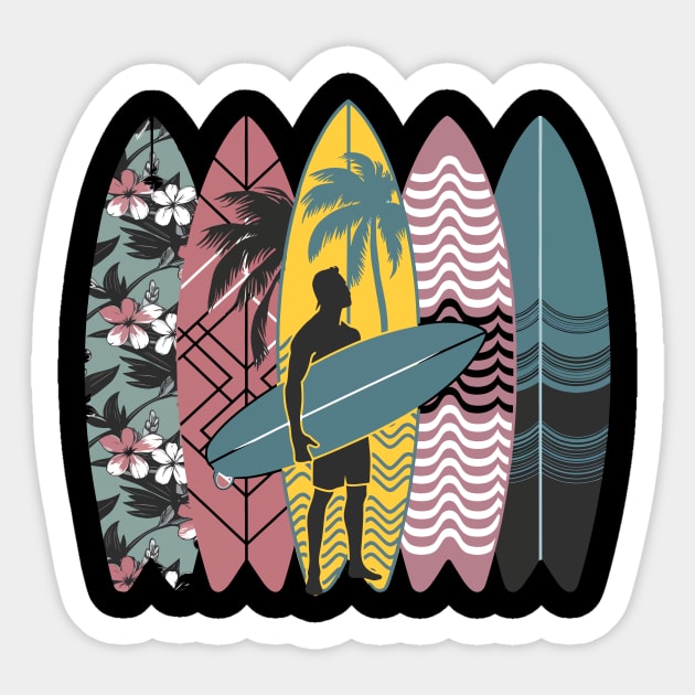 surfboarder Hawaii Wave Surfing Surfboard Lover Beach Surfer Sticker by ism's Store